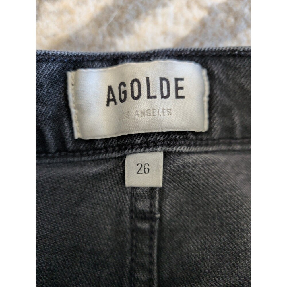 Agolde Riley High Rise Straight Crop Jeans Panoramic Black Size 26 - Picture 2 of 7
